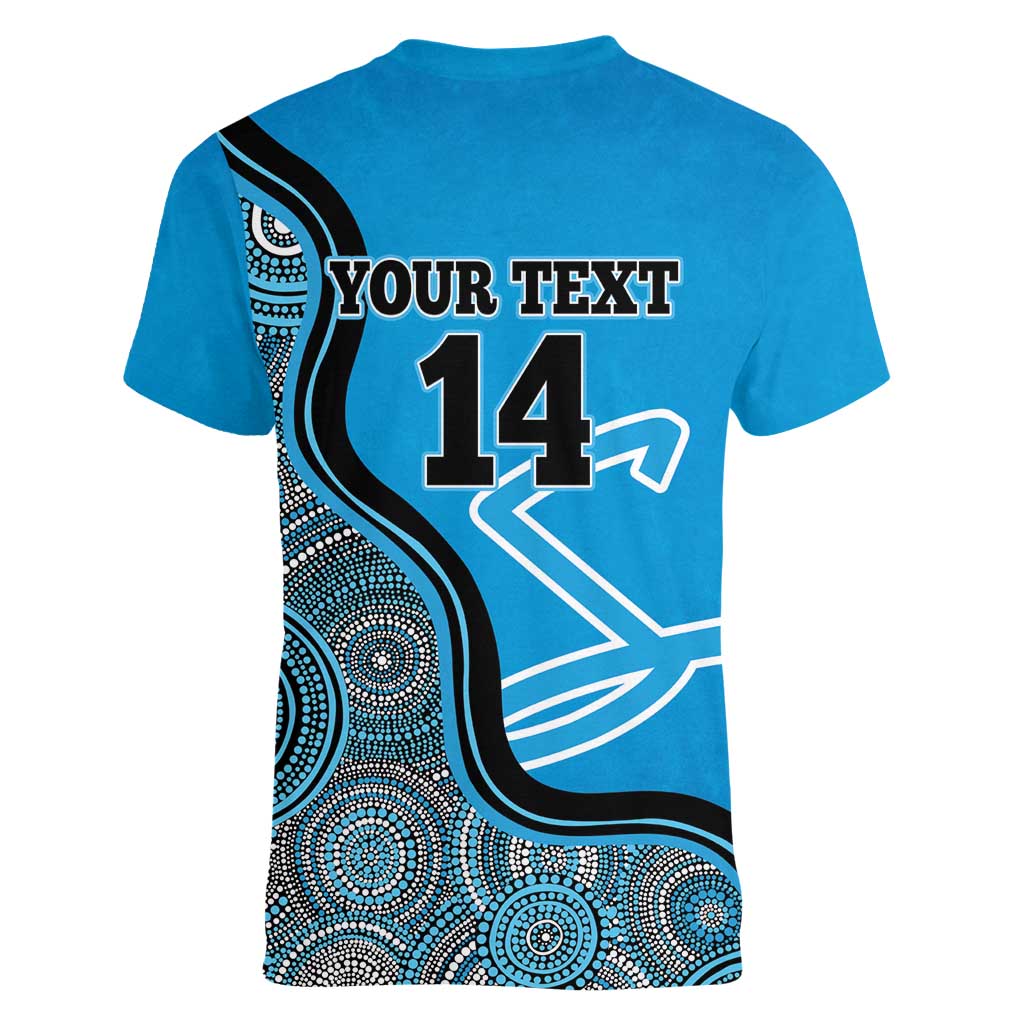 Custom Adelaide Strikers Women V-Neck T-Shirt Indigenous Art - Grunge Style