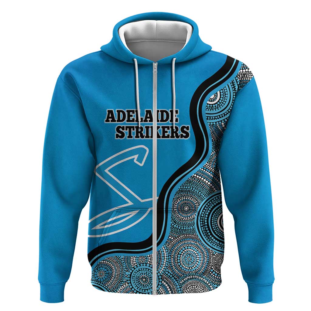 Custom Adelaide Strikers Zip Hoodie Indigenous Art - Grunge Style