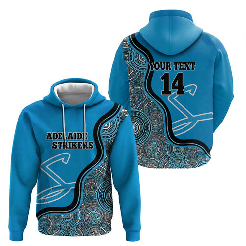Custom Adelaide Strikers Zip Hoodie Indigenous Art - Grunge Style