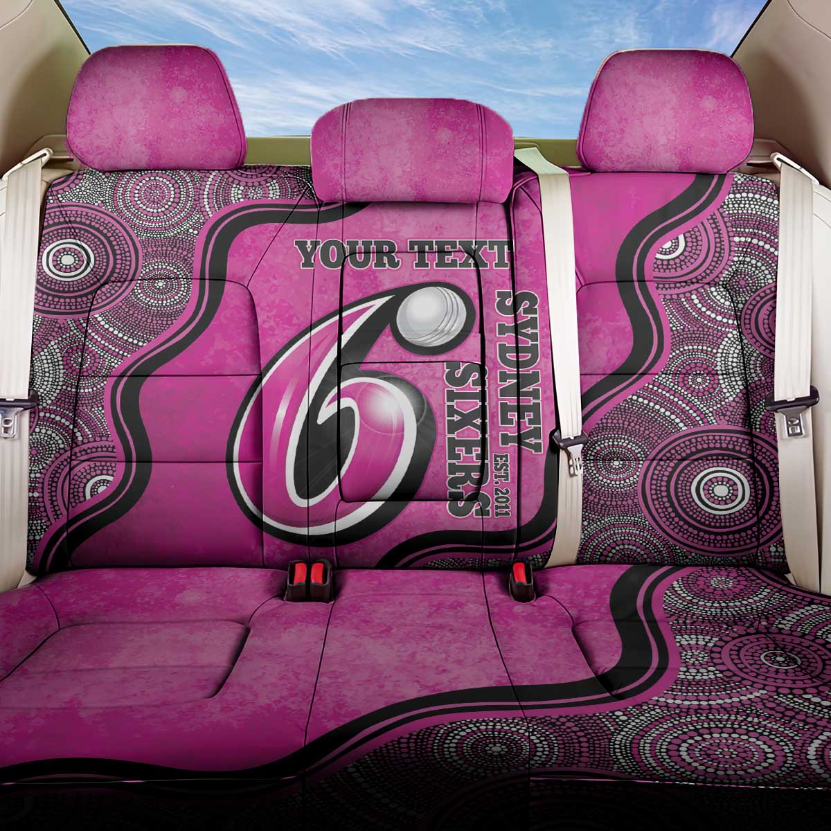 Custom Sydney Sixers Back Car Seat Cover Indigenous Art - Grunge Style