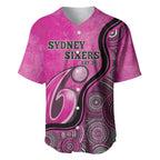 Custom Sydney Sixers Baseball Jersey Indigenous Art - Grunge Style