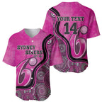 Custom Sydney Sixers Baseball Jersey Indigenous Art - Grunge Style