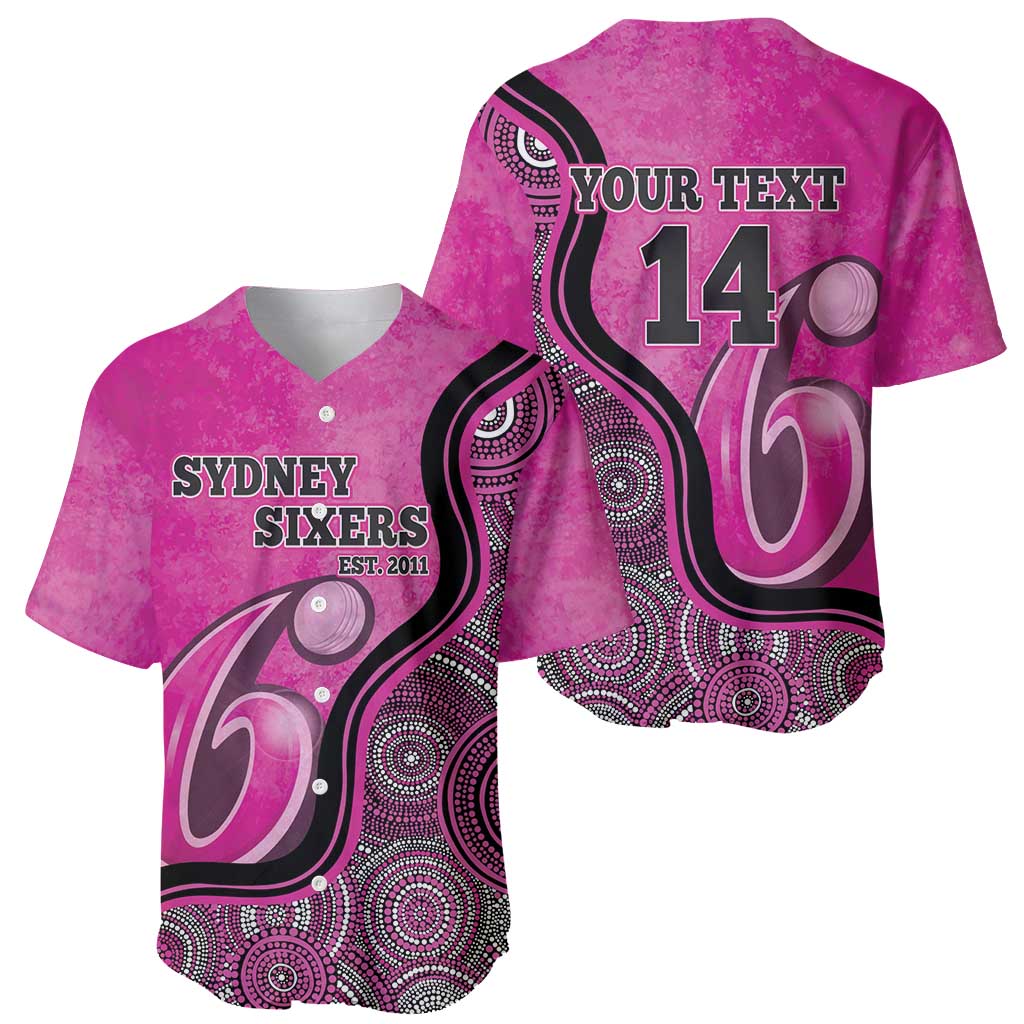 Custom Sydney Sixers Baseball Jersey Indigenous Art - Grunge Style