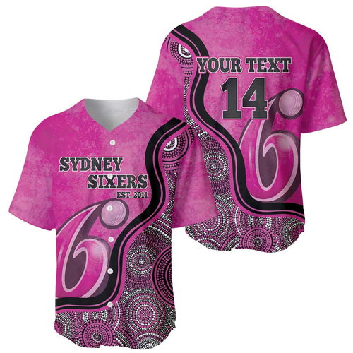 Custom Sydney Sixers Baseball Jersey Indigenous Art - Grunge Style