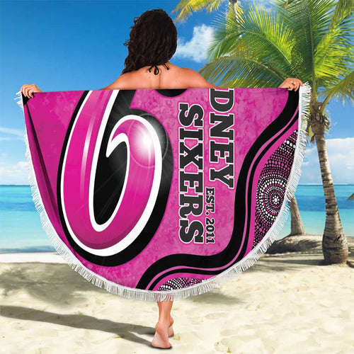 Custom Sydney Sixers Beach Blanket Indigenous Art - Grunge Style