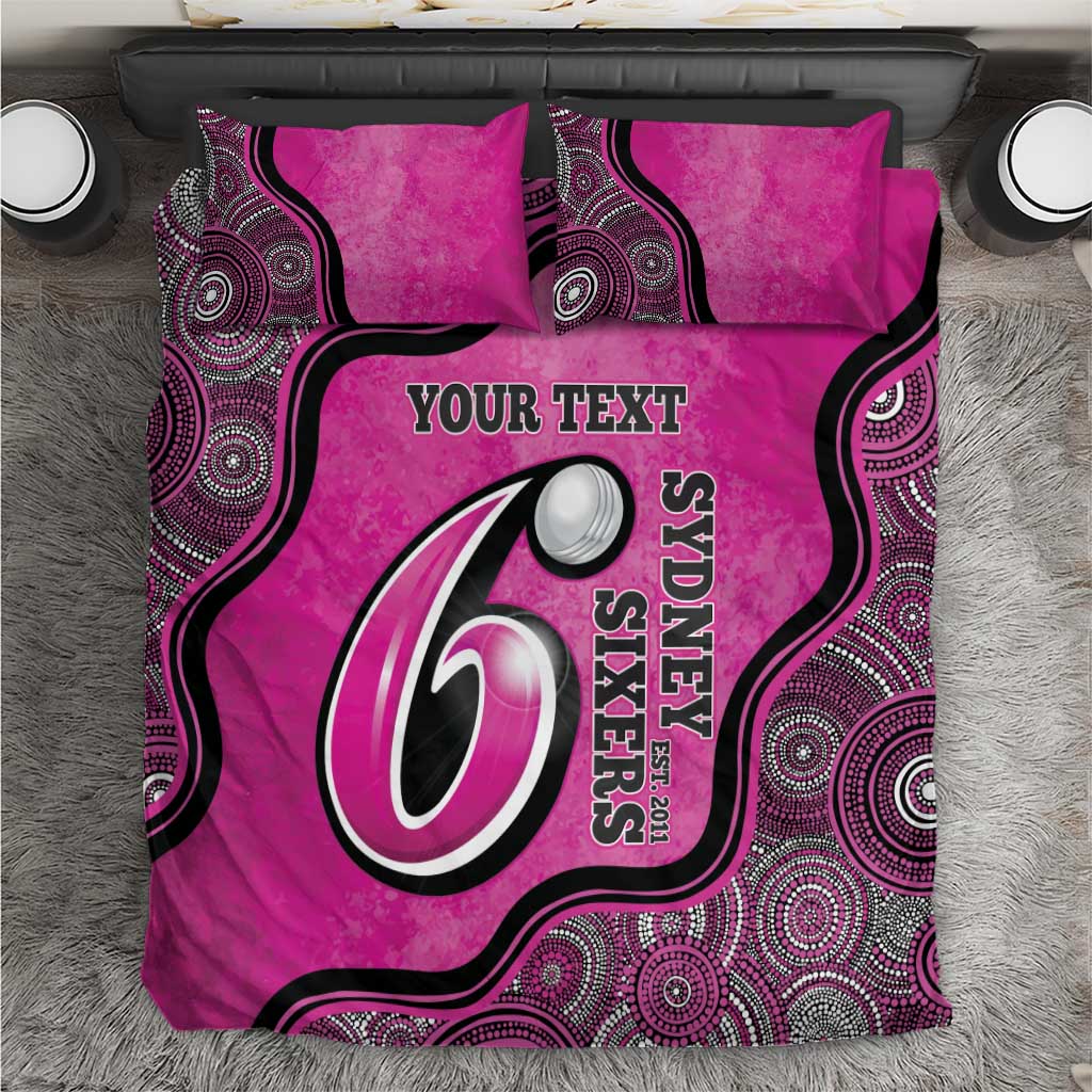 Custom Sydney Sixers Bedding Set Indigenous Art - Grunge Style
