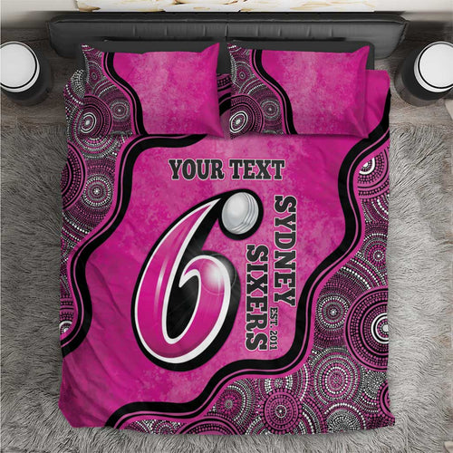 Custom Sydney Sixers Bedding Set Indigenous Art - Grunge Style