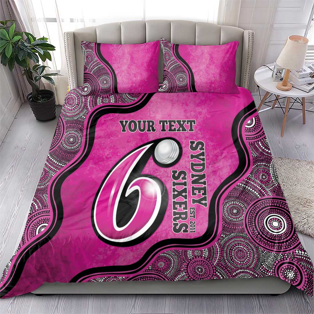 Custom Sydney Sixers Bedding Set Indigenous Art - Grunge Style
