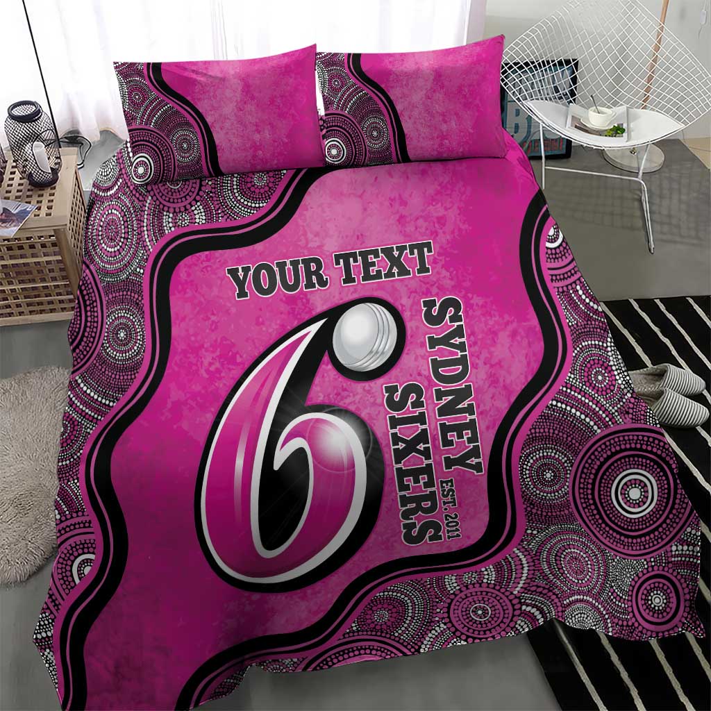 Custom Sydney Sixers Bedding Set Indigenous Art - Grunge Style