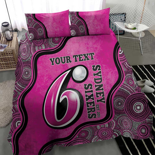 Custom Sydney Sixers Bedding Set Indigenous Art - Grunge Style