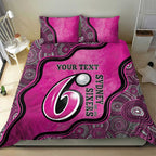 Custom Sydney Sixers Bedding Set Indigenous Art - Grunge Style