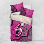 Custom Sydney Sixers Bedding Set Indigenous Art - Grunge Style
