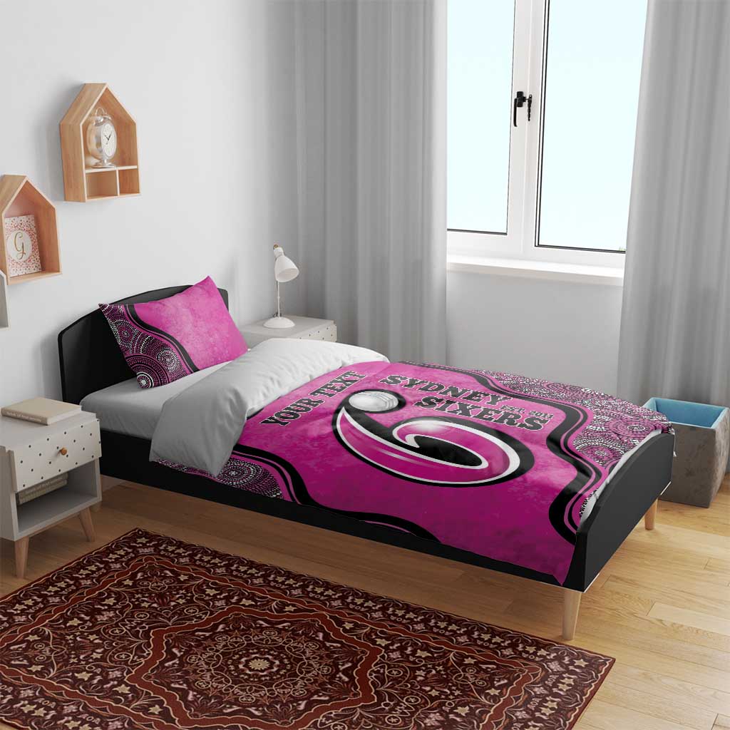 Custom Sydney Sixers Bedding Set Indigenous Art - Grunge Style