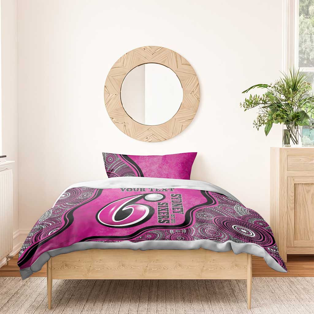 Custom Sydney Sixers Bedding Set Indigenous Art - Grunge Style