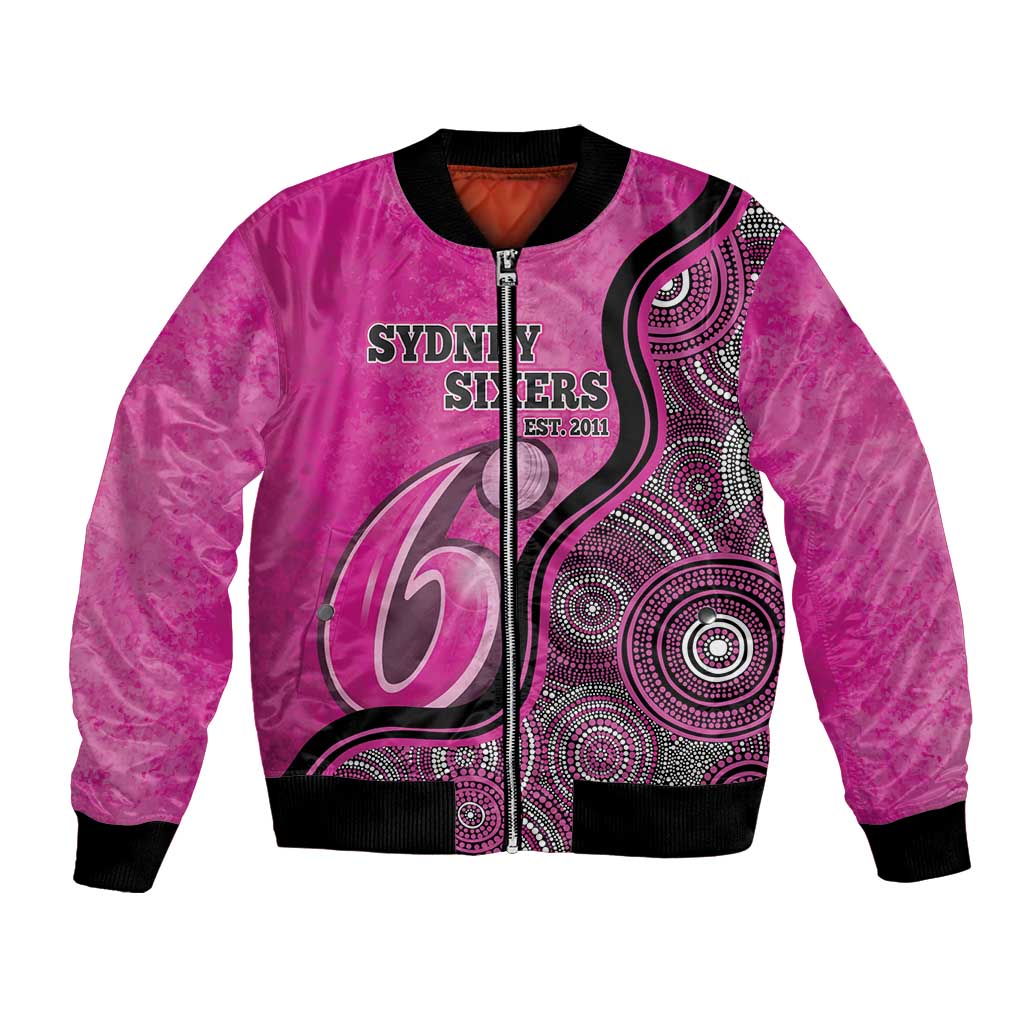 Custom Sydney Sixers Bomber Jacket Indigenous Art - Grunge Style