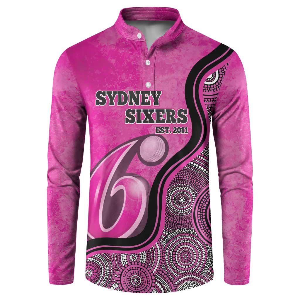 Custom Sydney Sixers Button Sweatshirt Indigenous Art - Grunge Style