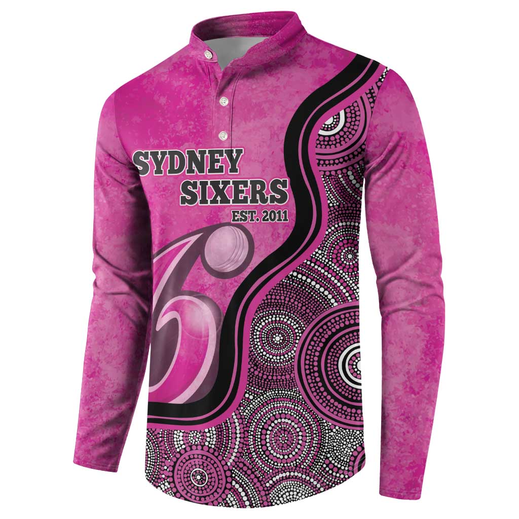 Custom Sydney Sixers Button Sweatshirt Indigenous Art - Grunge Style