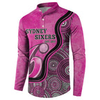 Custom Sydney Sixers Button Sweatshirt Indigenous Art - Grunge Style