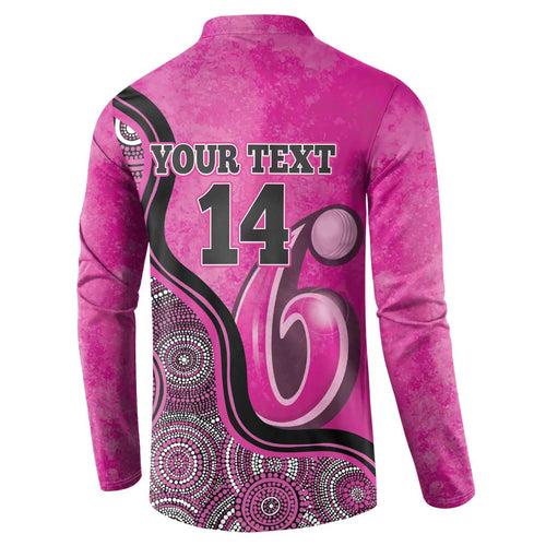 Custom Sydney Sixers Button Sweatshirt Indigenous Art - Grunge Style