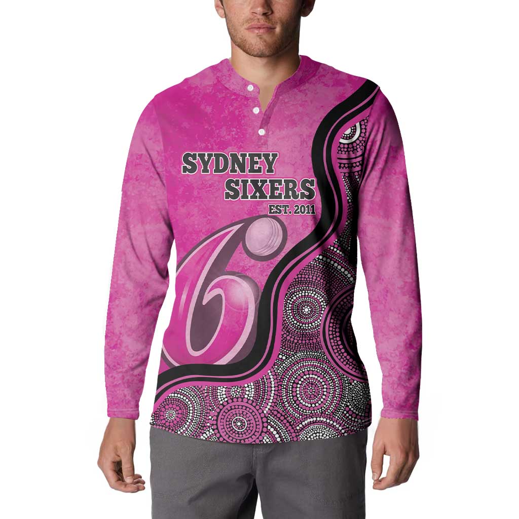 Custom Sydney Sixers Button Sweatshirt Indigenous Art - Grunge Style
