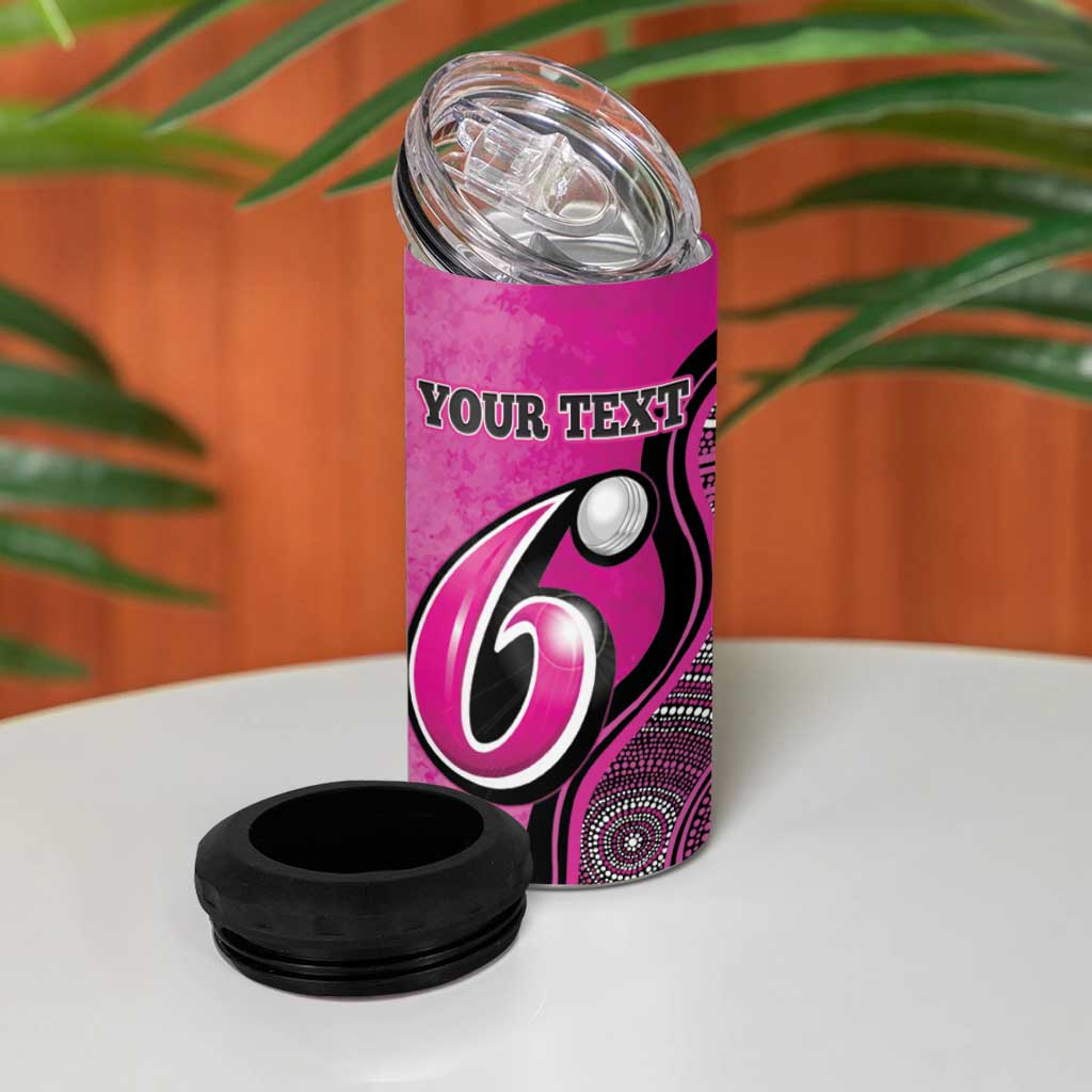 Custom Sydney Sixers 4 in 1 Can Cooler Tumbler Indigenous Art - Grunge Style