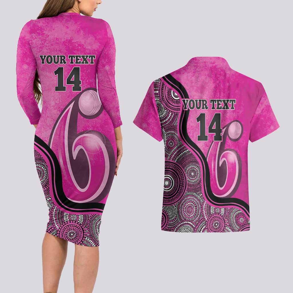 Custom Sydney Sixers Couples Matching Long Sleeve Bodycon Dress and Hawaiian Shirt Indigenous Art - Grunge Style