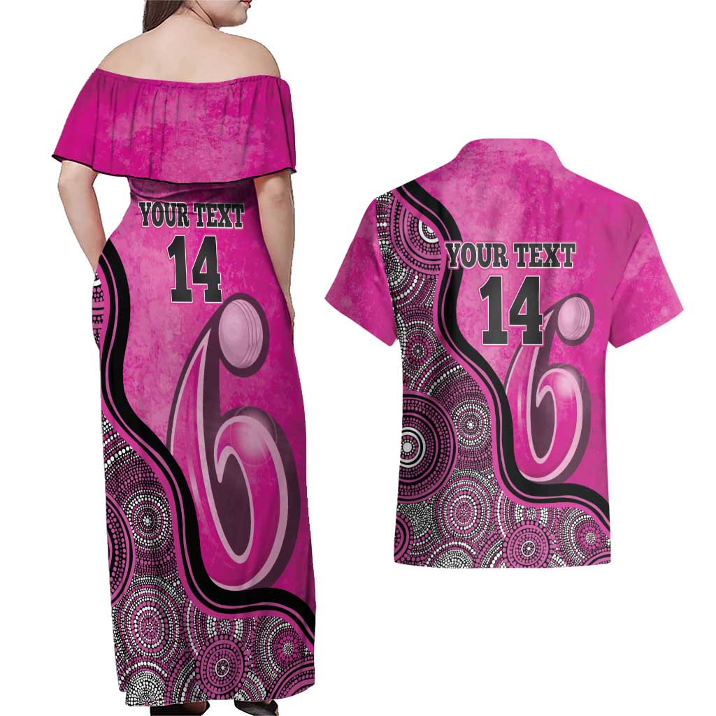 Custom Sydney Sixers Couples Matching Off Shoulder Maxi Dress and Hawaiian Shirt Indigenous Art - Grunge Style