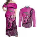 Custom Sydney Sixers Couples Matching Off Shoulder Maxi Dress and Long Sleeve Button Shirt Indigenous Art - Grunge Style