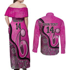 Custom Sydney Sixers Couples Matching Off Shoulder Maxi Dress and Long Sleeve Button Shirt Indigenous Art - Grunge Style