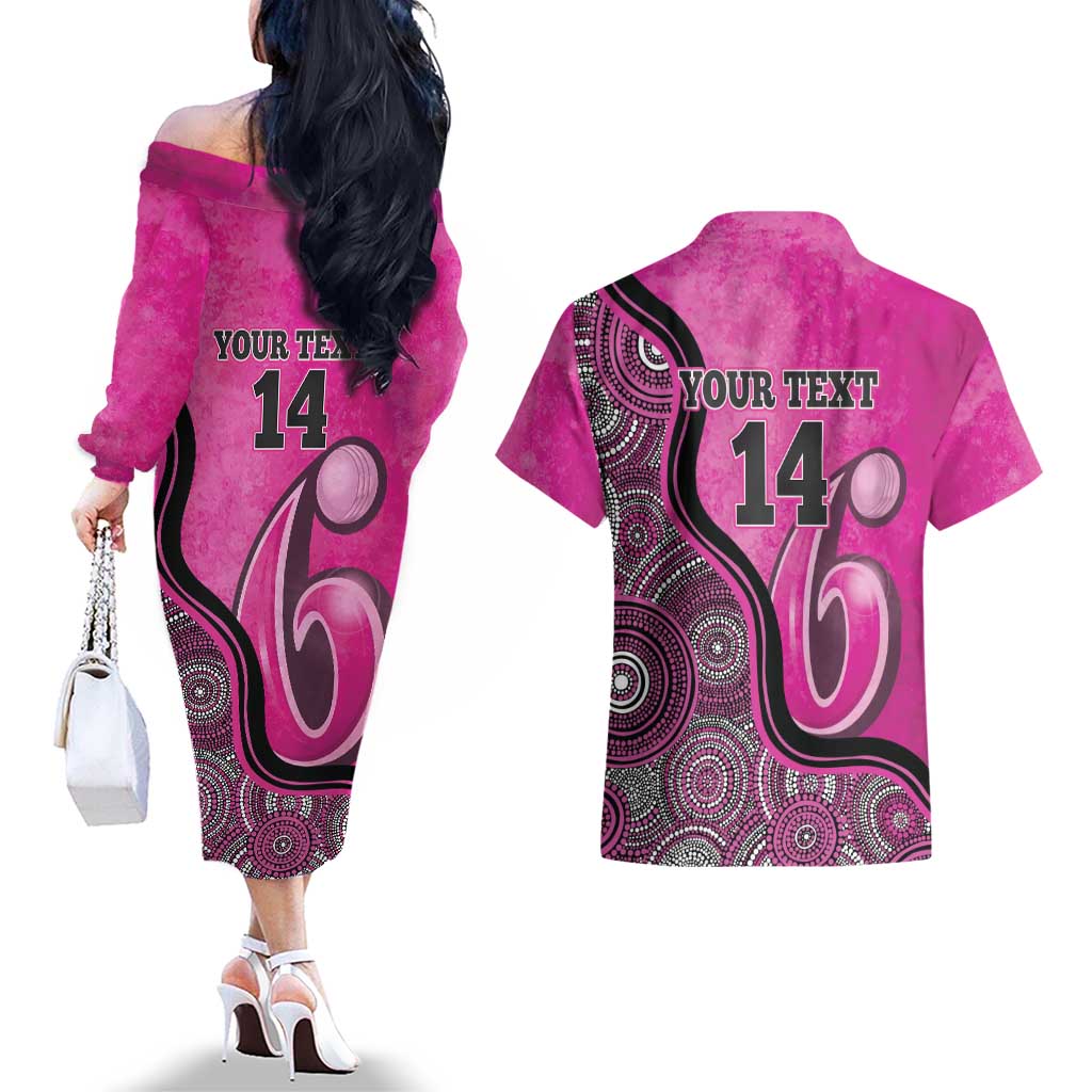 Custom Sydney Sixers Couples Matching Off The Shoulder Long Sleeve Dress and Hawaiian Shirt Indigenous Art - Grunge Style