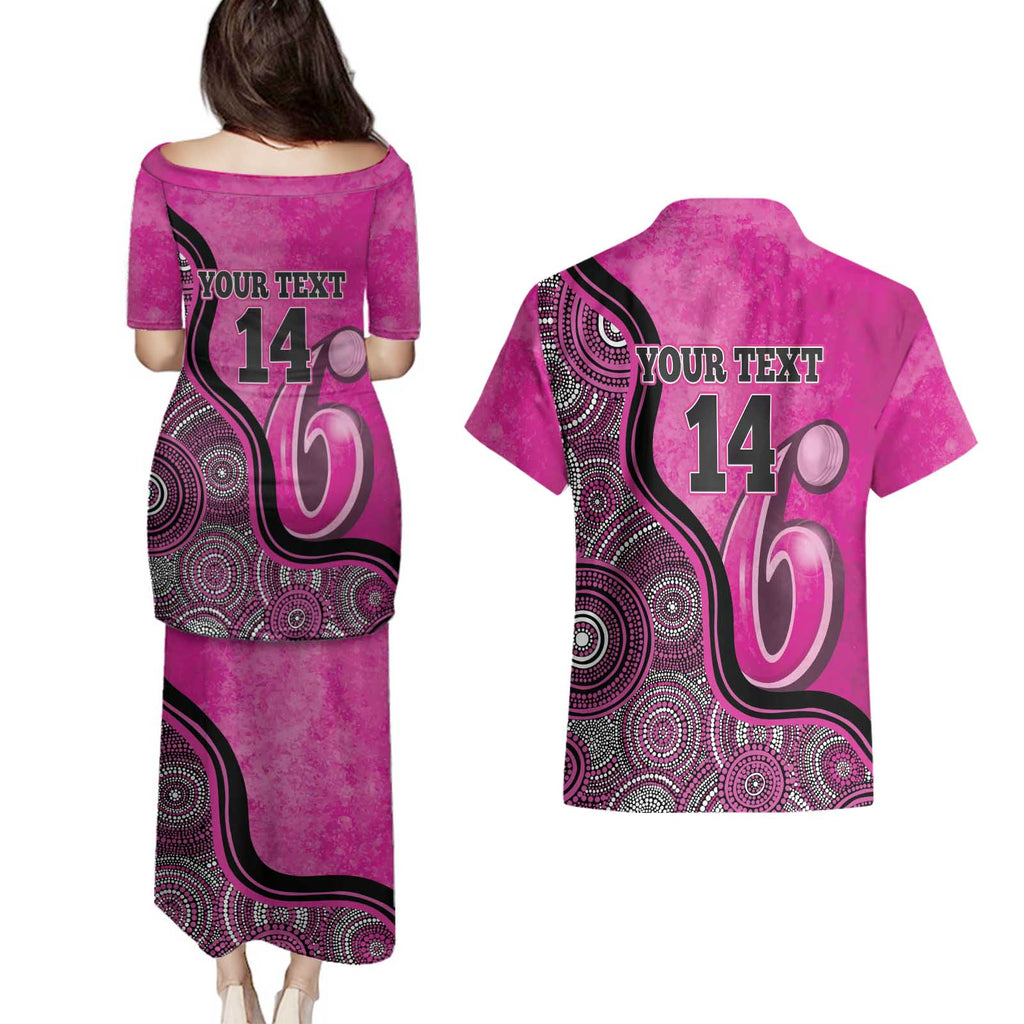 Custom Sydney Sixers Couples Matching Puletasi and Hawaiian Shirt Indigenous Art - Grunge Style