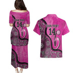 Custom Sydney Sixers Couples Matching Puletasi and Hawaiian Shirt Indigenous Art - Grunge Style