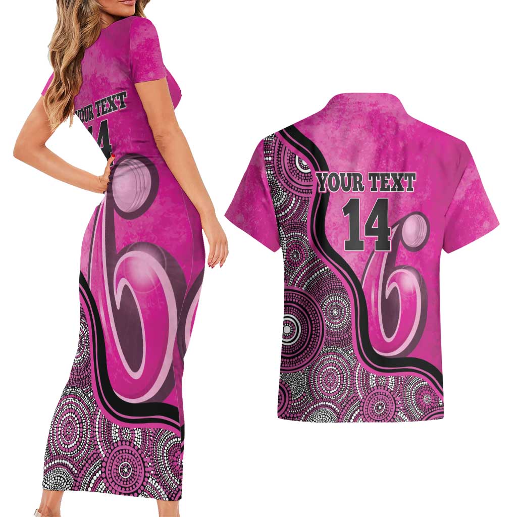 Custom Sydney Sixers Couples Matching Short Sleeve Bodycon Dress and Hawaiian Shirt Indigenous Art - Grunge Style