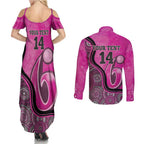 Custom Sydney Sixers Couples Matching Summer Maxi Dress and Long Sleeve Button Shirt Indigenous Art - Grunge Style