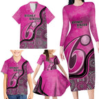 Custom Sydney Sixers Family Matching Long Sleeve Bodycon Dress and Hawaiian Shirt Indigenous Art - Grunge Style
