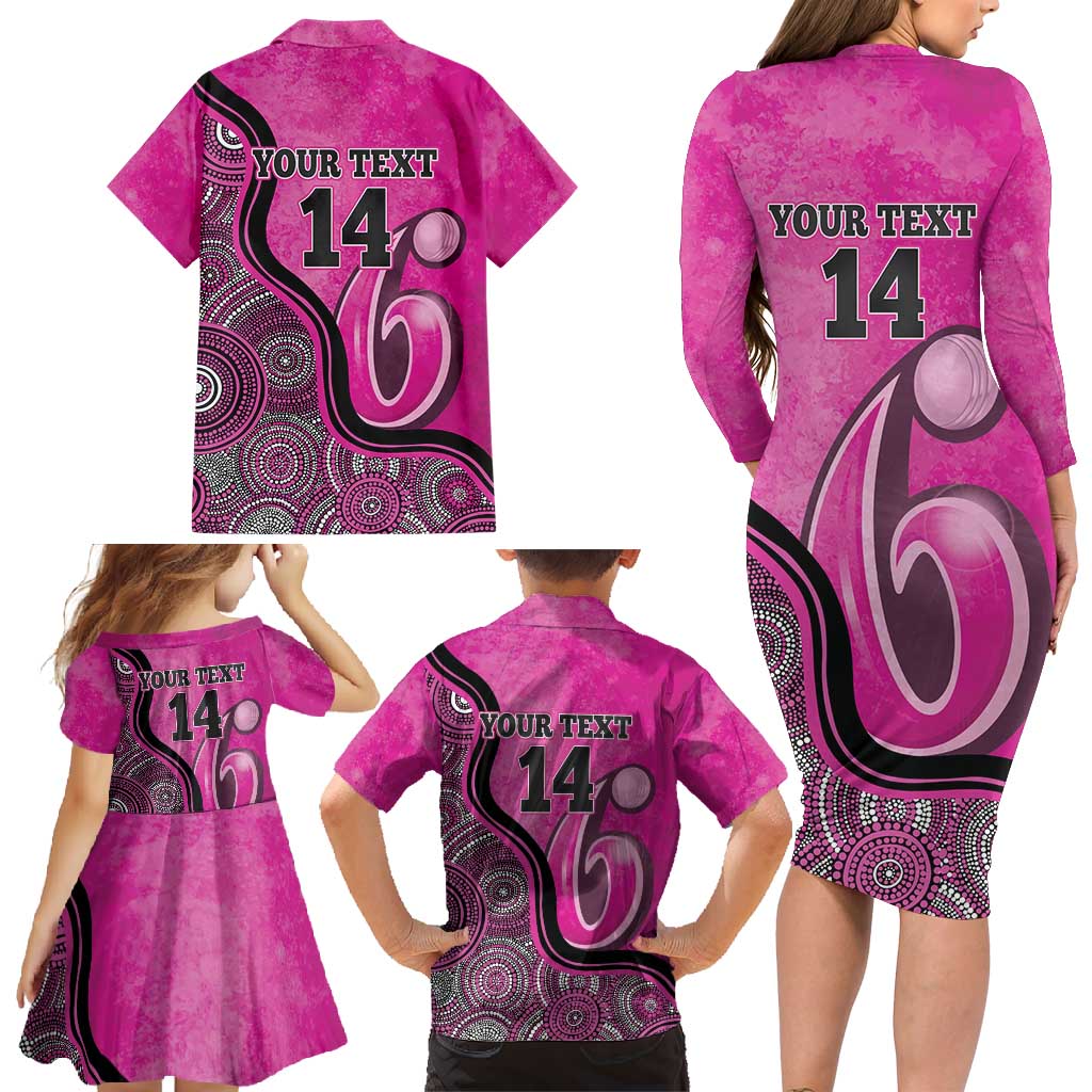 Custom Sydney Sixers Family Matching Long Sleeve Bodycon Dress and Hawaiian Shirt Indigenous Art - Grunge Style