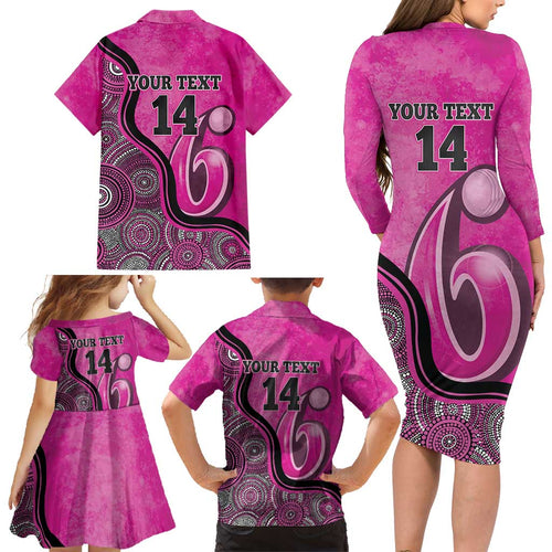 Custom Sydney Sixers Family Matching Long Sleeve Bodycon Dress and Hawaiian Shirt Indigenous Art - Grunge Style