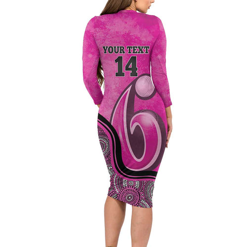 Custom Sydney Sixers Family Matching Long Sleeve Bodycon Dress and Hawaiian Shirt Indigenous Art - Grunge Style