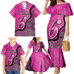 Custom Sydney Sixers Family Matching Mermaid Dress and Hawaiian Shirt Indigenous Art - Grunge Style