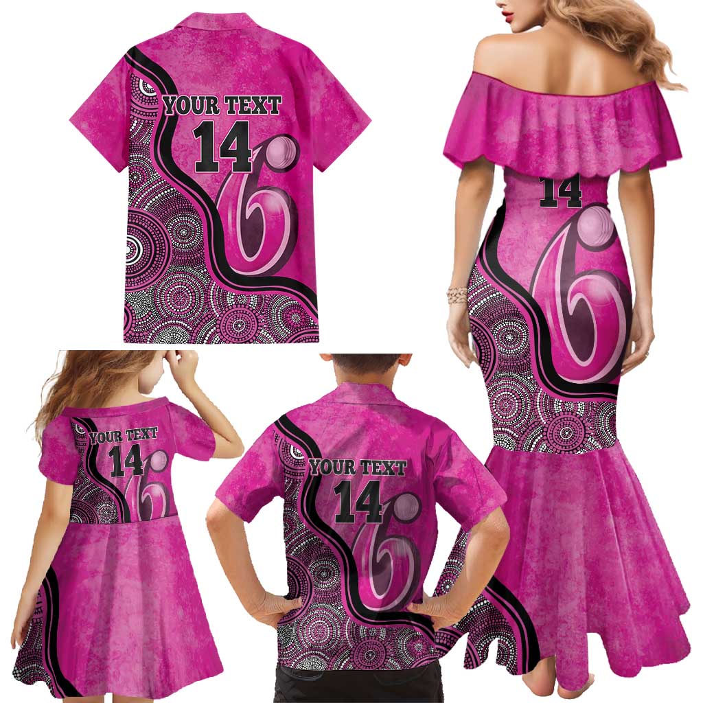 Custom Sydney Sixers Family Matching Mermaid Dress and Hawaiian Shirt Indigenous Art - Grunge Style