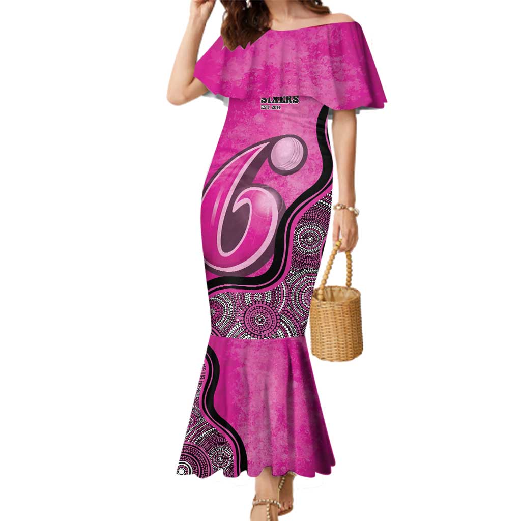 Custom Sydney Sixers Family Matching Mermaid Dress and Hawaiian Shirt Indigenous Art - Grunge Style