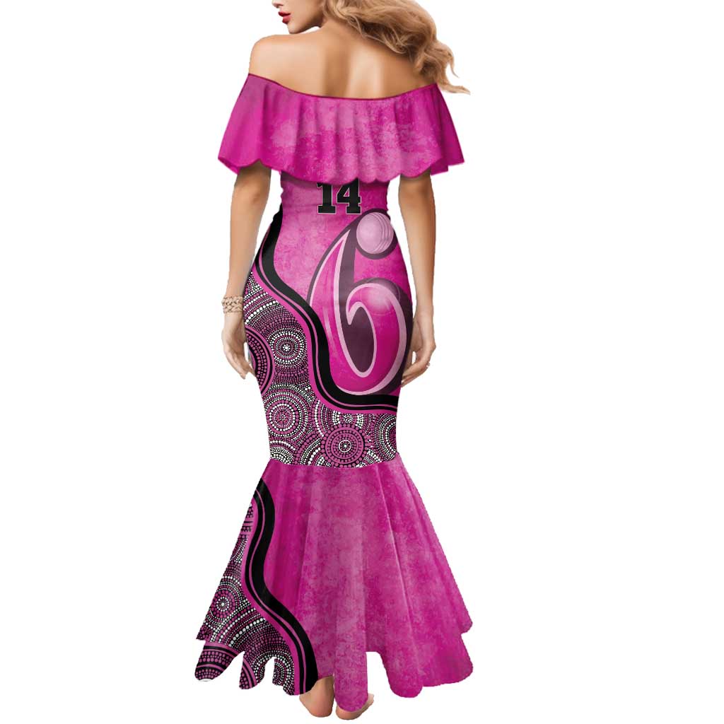 Custom Sydney Sixers Family Matching Mermaid Dress and Hawaiian Shirt Indigenous Art - Grunge Style
