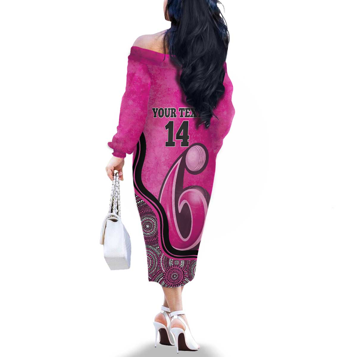 Custom Sydney Sixers Family Matching Off The Shoulder Long Sleeve Dress and Hawaiian Shirt Indigenous Art - Grunge Style