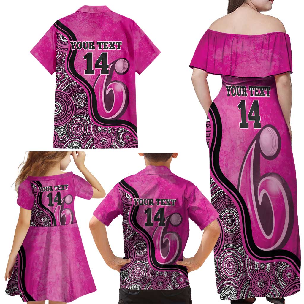 Custom Sydney Sixers Family Matching Off Shoulder Maxi Dress and Hawaiian Shirt Indigenous Art - Grunge Style