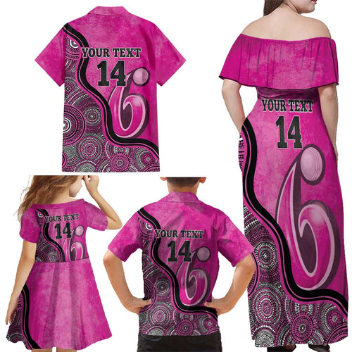 Custom Sydney Sixers Family Matching Off Shoulder Maxi Dress and Hawaiian Shirt Indigenous Art - Grunge Style