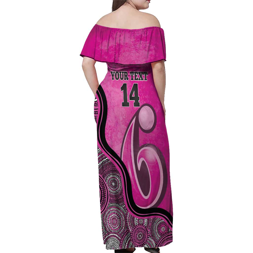 Custom Sydney Sixers Family Matching Off Shoulder Maxi Dress and Hawaiian Shirt Indigenous Art - Grunge Style