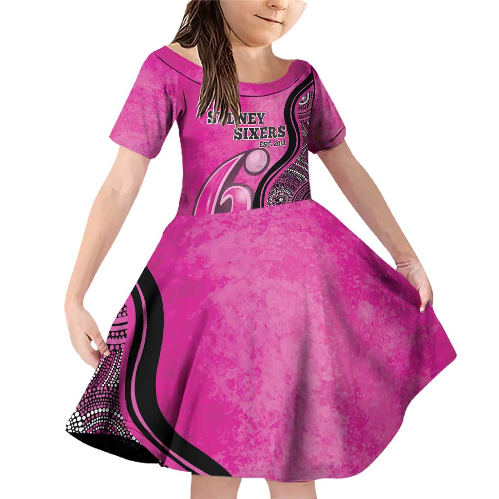 Custom Sydney Sixers Family Matching Off Shoulder Short Dress and Hawaiian Shirt Indigenous Art - Grunge Style