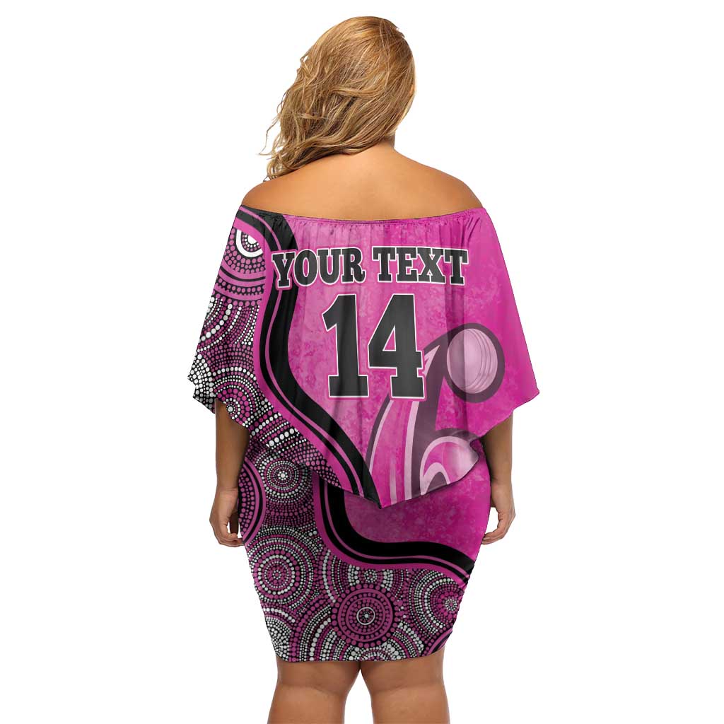 Custom Sydney Sixers Family Matching Off Shoulder Short Dress and Hawaiian Shirt Indigenous Art - Grunge Style