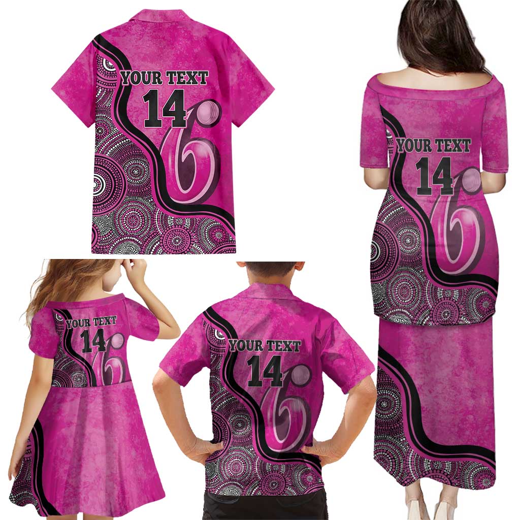 Custom Sydney Sixers Family Matching Puletasi and Hawaiian Shirt Indigenous Art - Grunge Style