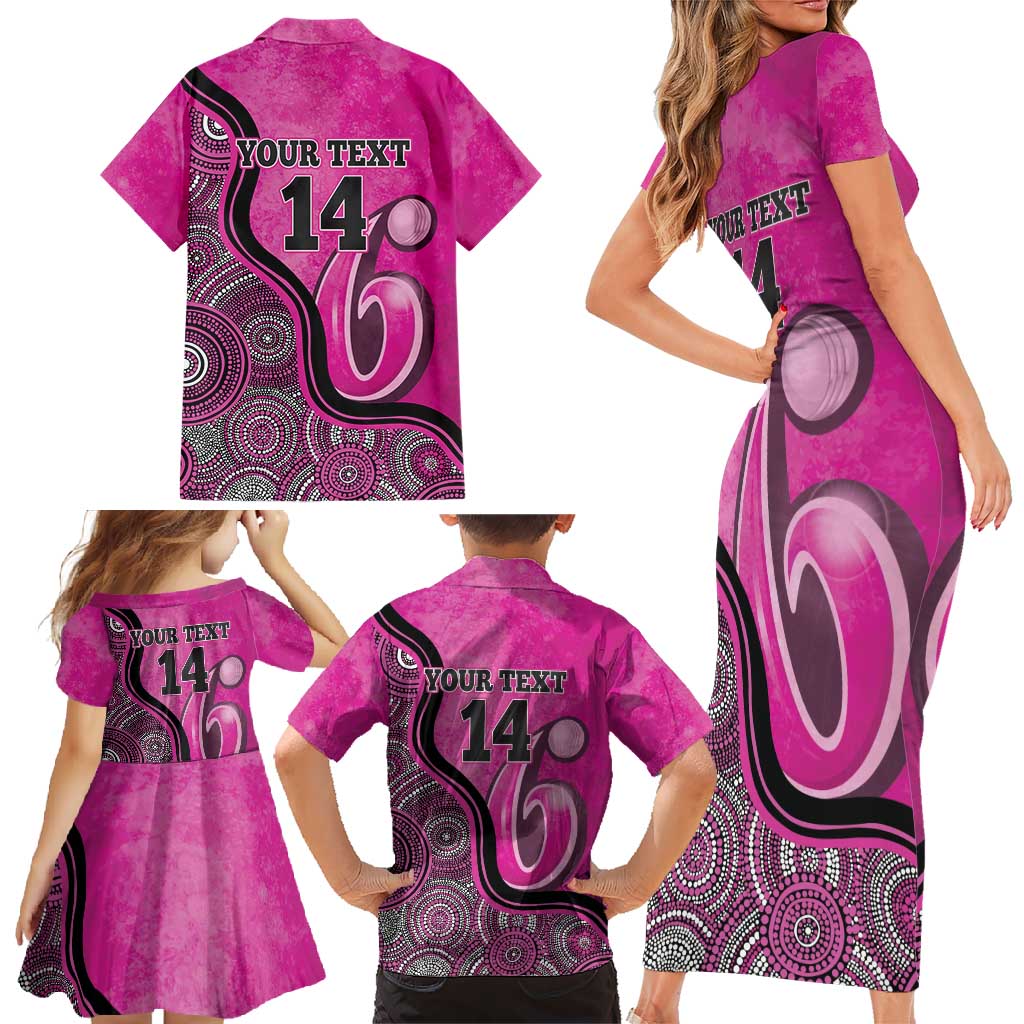 Custom Sydney Sixers Family Matching Short Sleeve Bodycon Dress and Hawaiian Shirt Indigenous Art - Grunge Style
